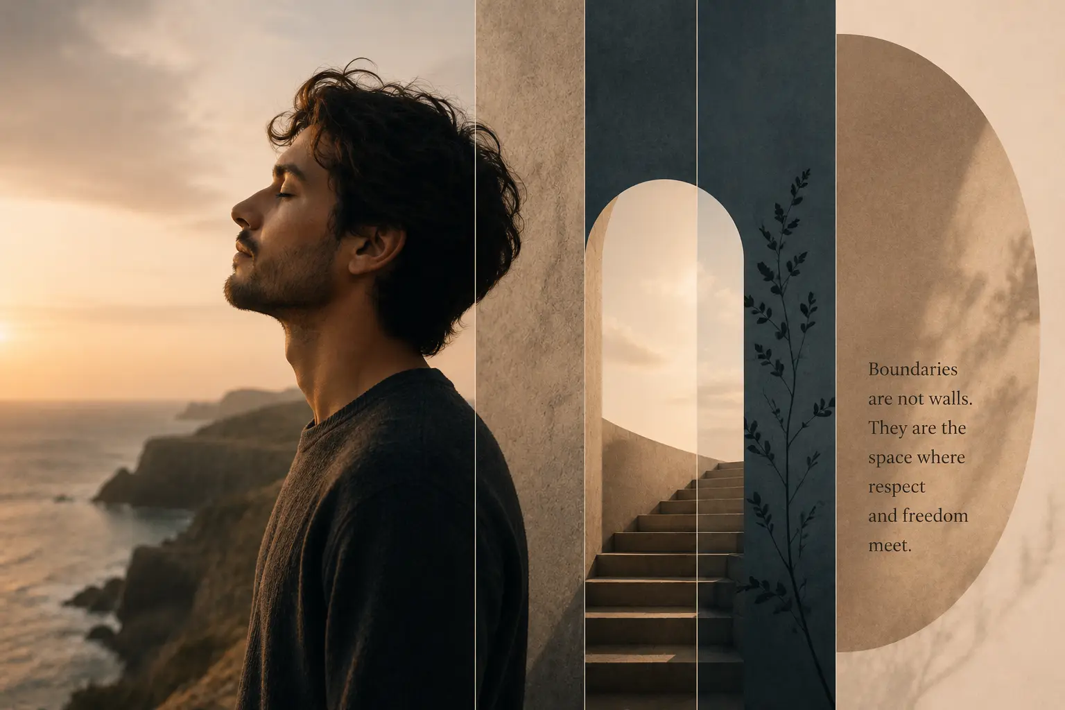 A person standing confidently, symbolising healthy boundaries, courage, and self-respect.